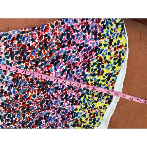 Saloni Eve Striped Rainbow Floral Print Puff Sleeve Button Front Mini Dress 6 - Picture 9 of 11